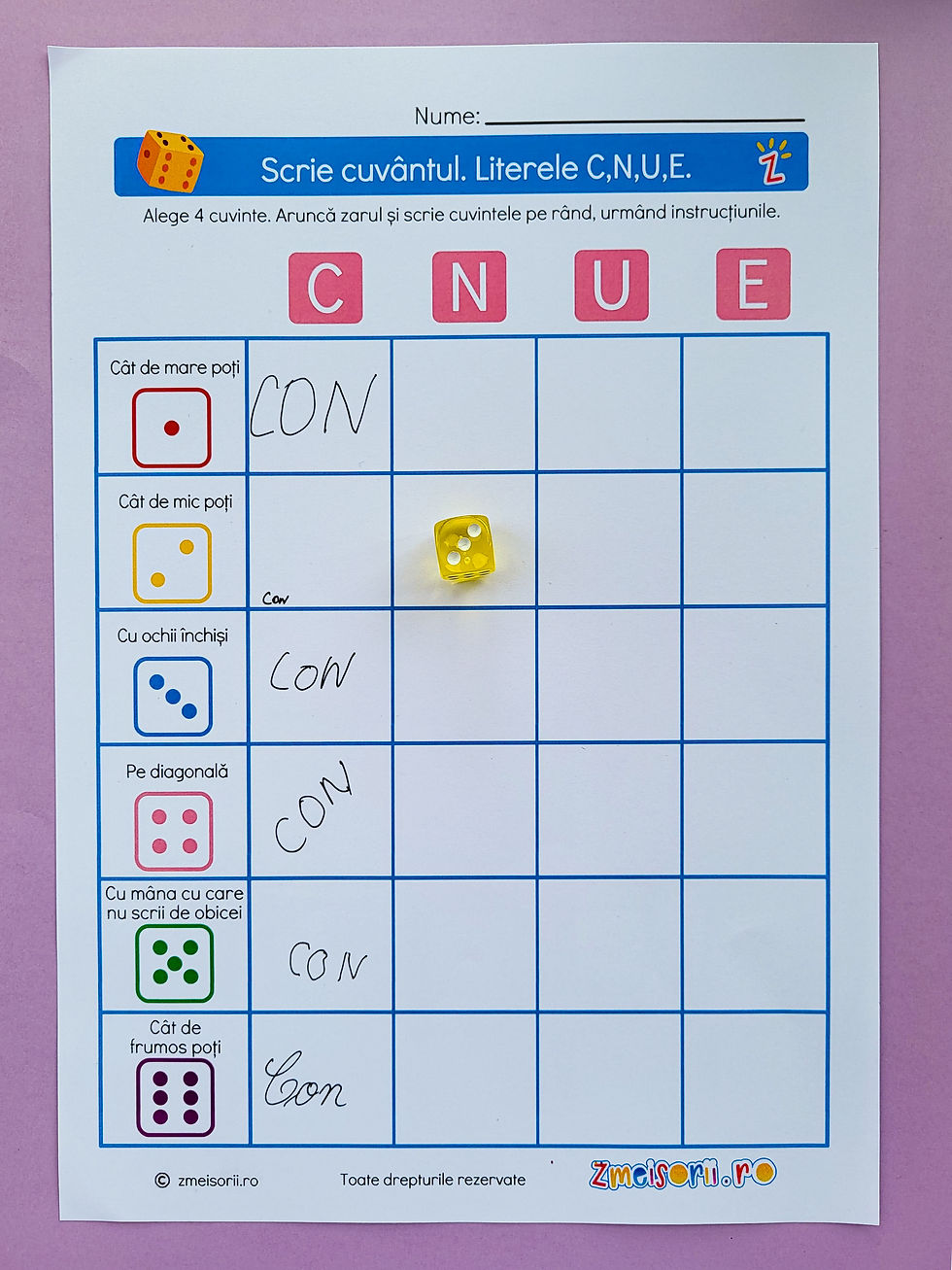 Miniatură: Literele C, N, U, E. Pachet Fișe scriere și lectură.