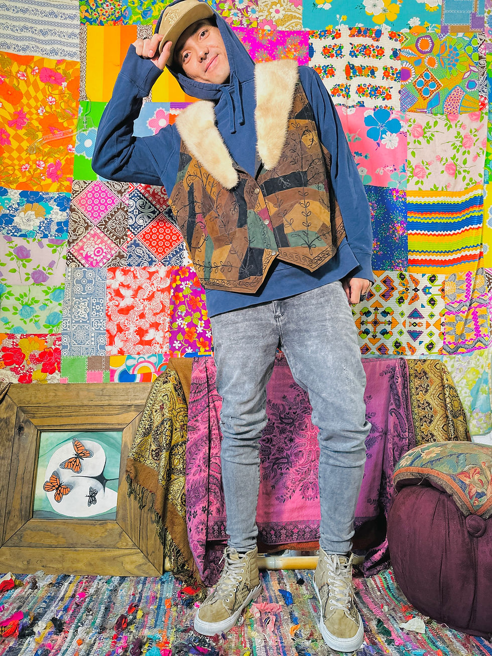 OOAK Patchwork Suede Floof Vest - Plus Size