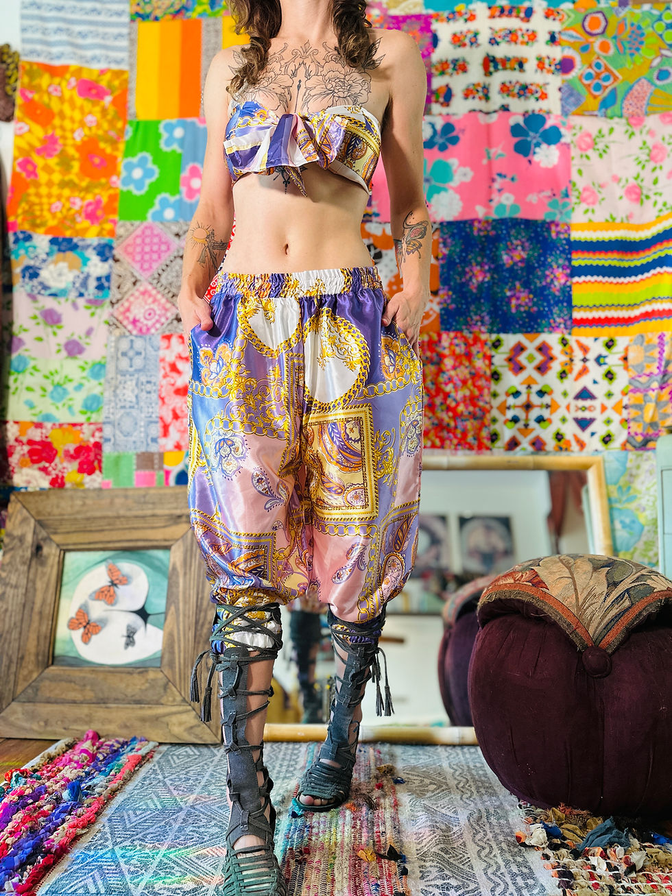 Thumbnail: OOAK Ornate Pastel Harem Pants w/Accessory - S/M/L