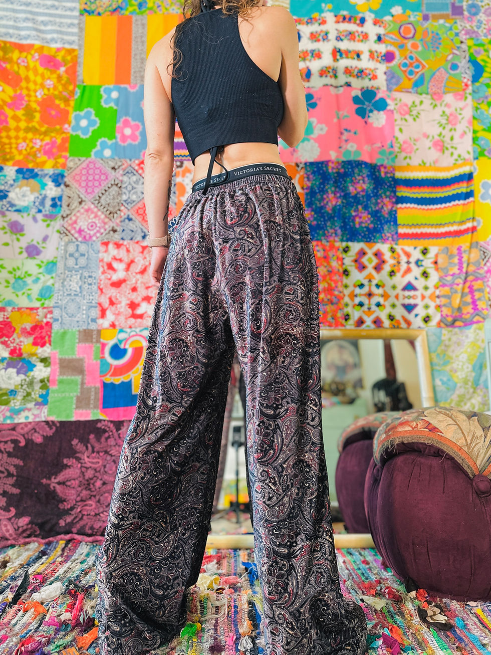 Thumbnail: OOAK Velvet Paisley Tipper ? Lounge Pants - M +/-