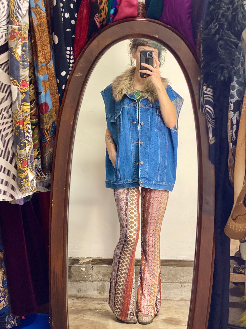Thumbnail: OOAK Wallpaper Floof Denim Vest - XXL/3XL