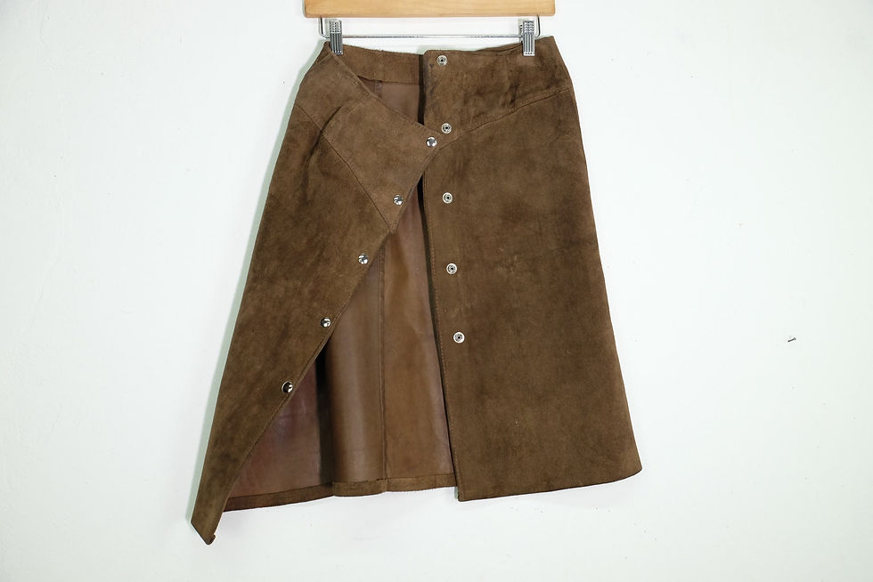 Thumbnail: Vintage Leather Suede Midi Skirt - S