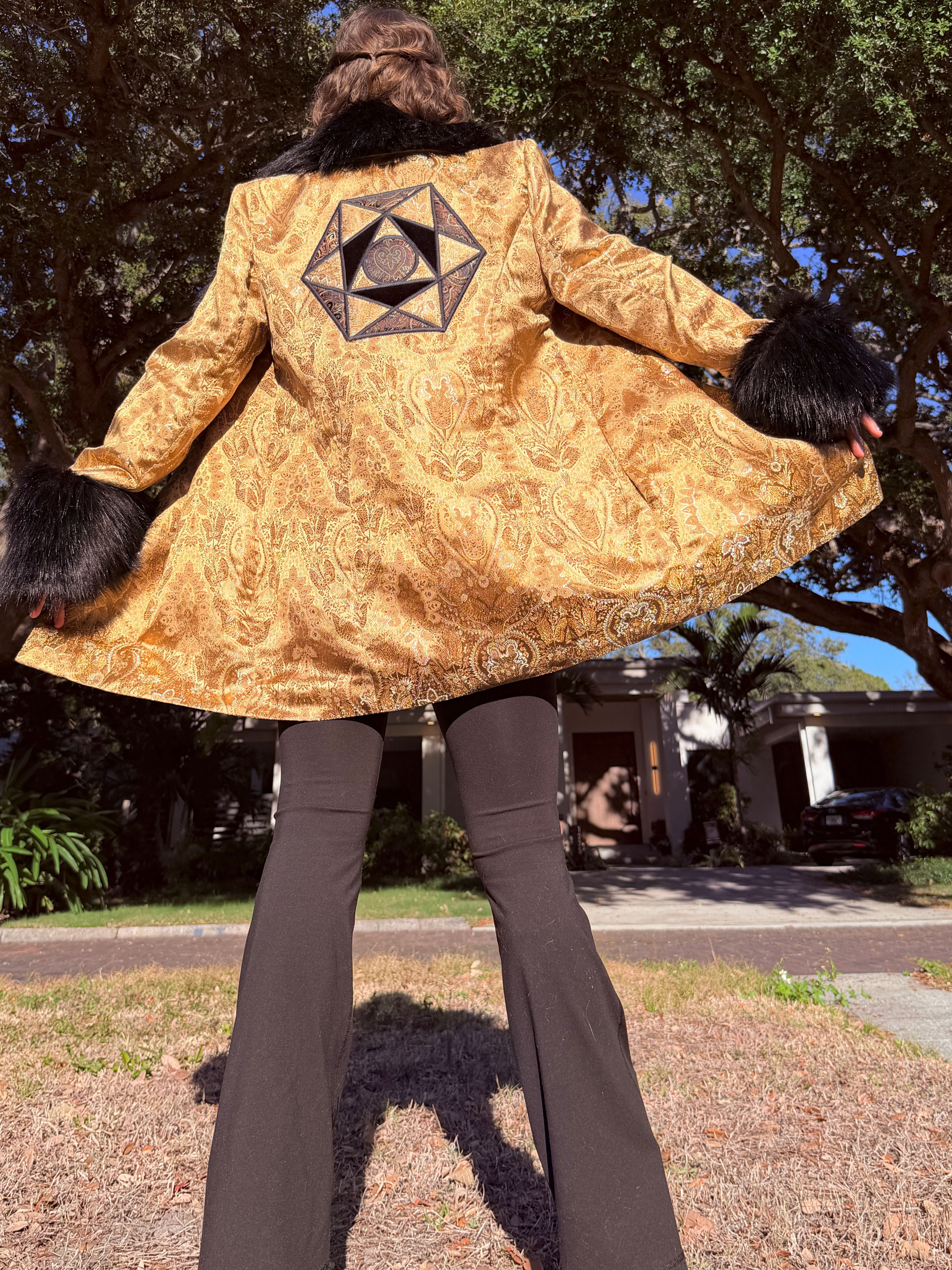 OOAK Metallic Wallpaper Patchwork Sacred Geo Jacket - L/XL