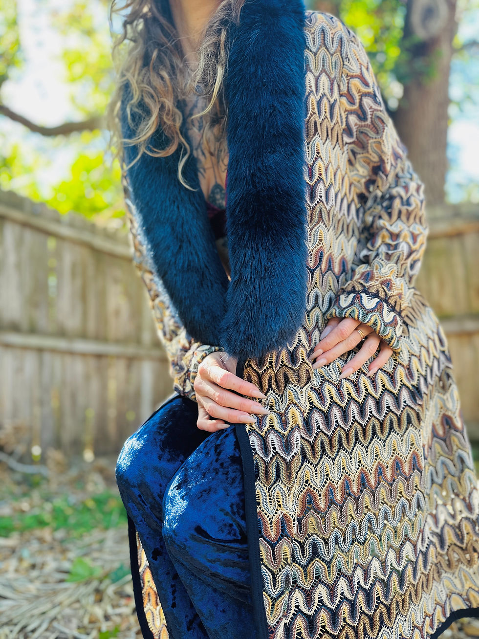 Thumbnail: OOAK Sheer Missoni-Style Floof Cardigan - L/XL+