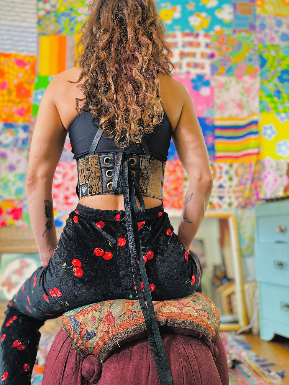 Thumbnail: RTO Velvet & Ethical Leather Corset Bustier