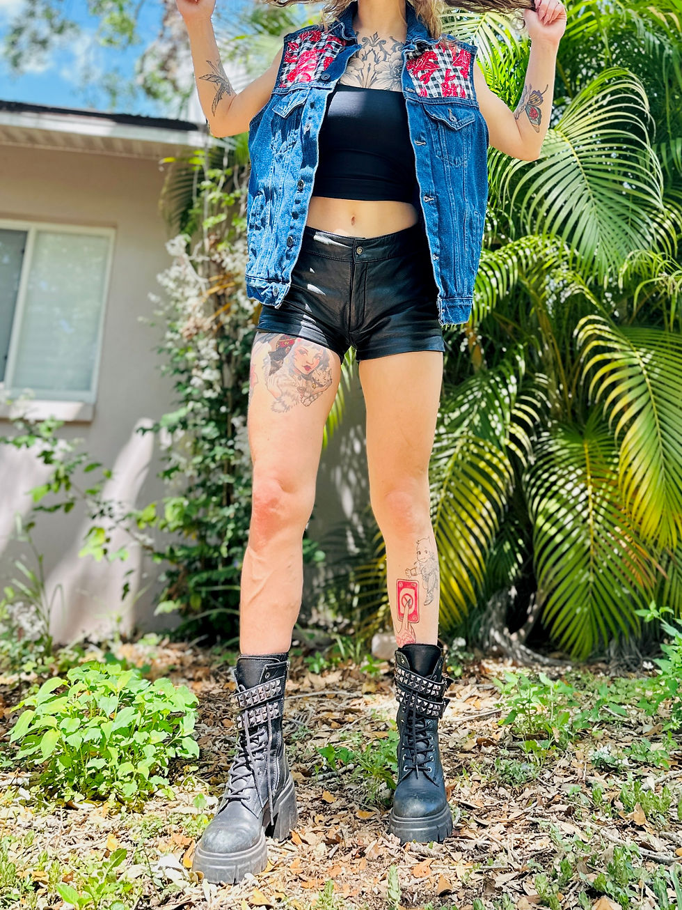 Thumbnail: OOAK Patchwork Denim Vest - S/M/L/XL