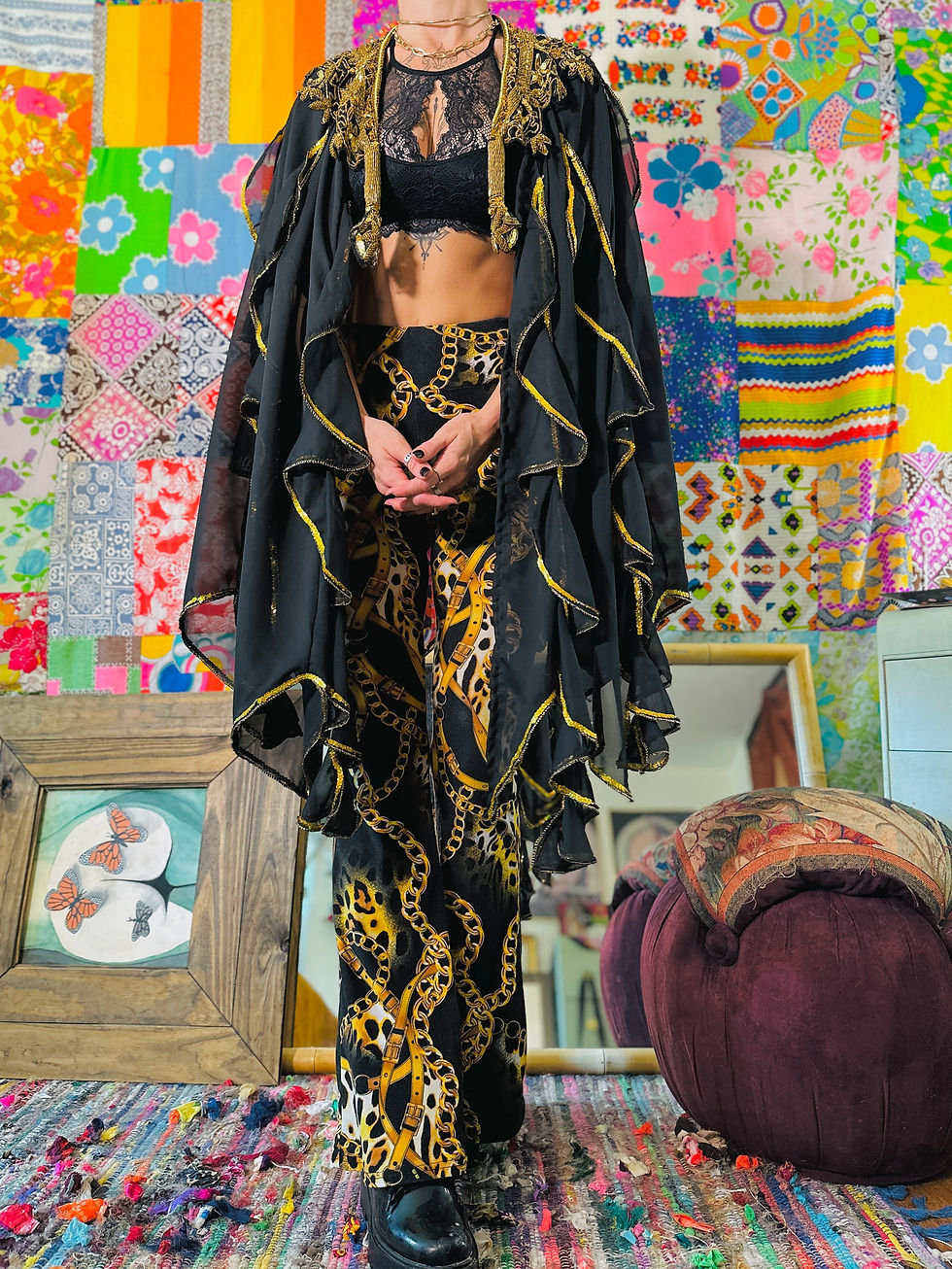 Thumbnail: OOAK Beaded & Sequin Sheer Cape - S/M/L