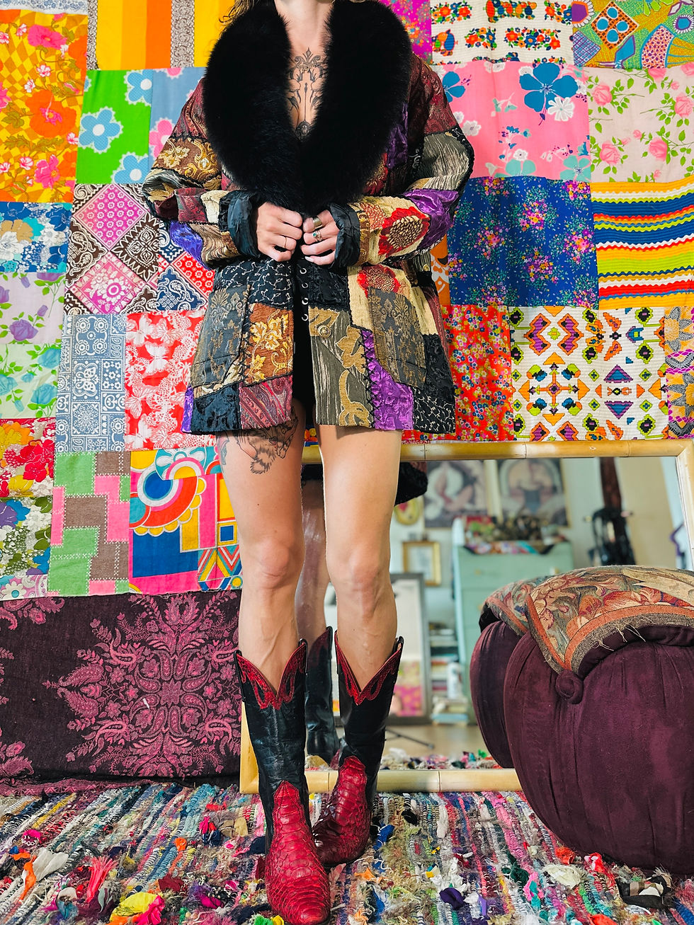 Thumbnail: OOAK Patchwork Floof Coat - XL