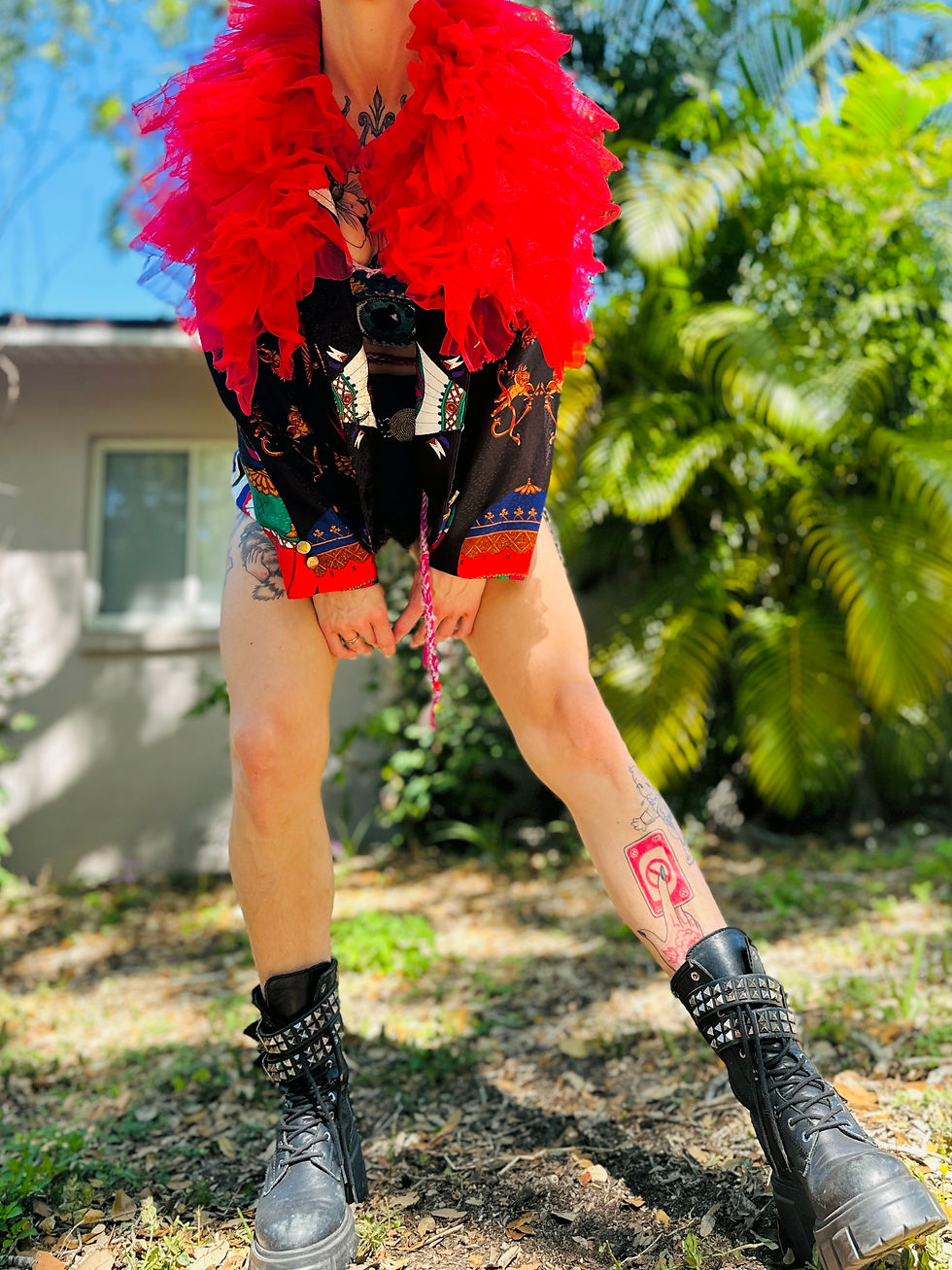 Thumbnail: OOAK Ornate Ruffle Floof Jacket - M/L