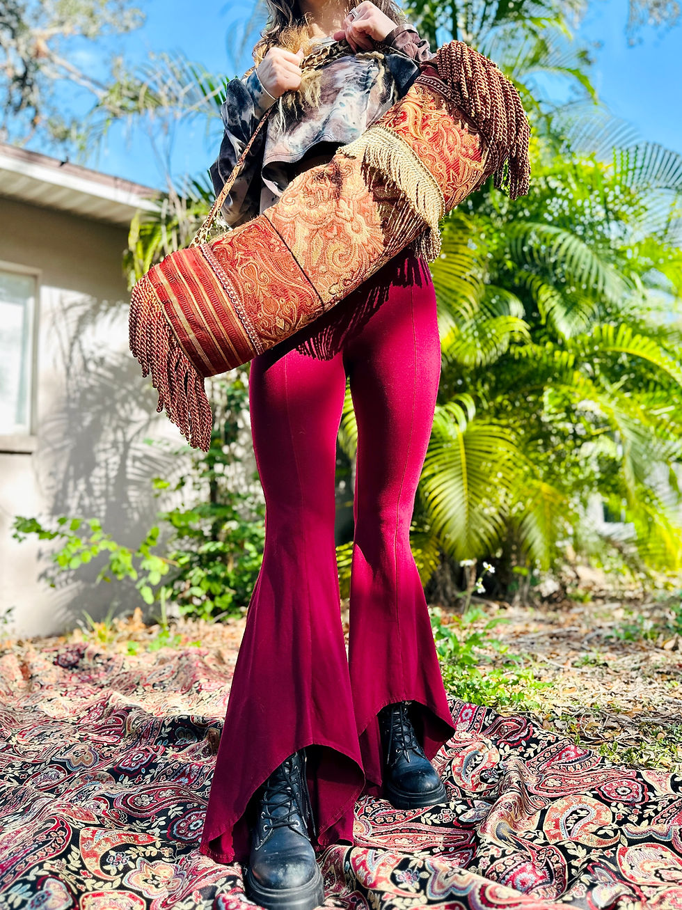 Thumbnail: OOAK Embellished Patchwork Yoga Mat Bag