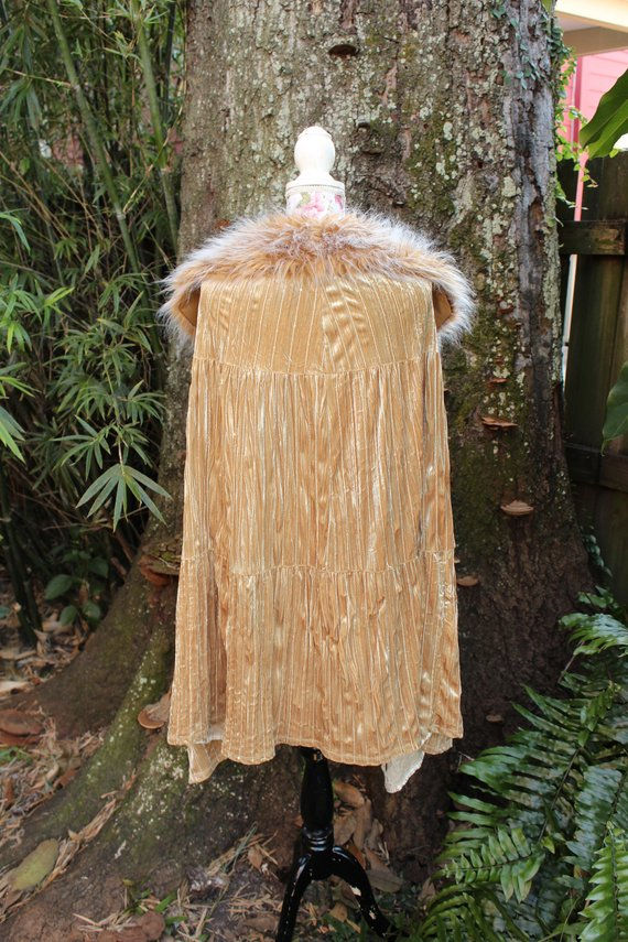 Thumbnail: Upcycled Velvet Cape with Floof