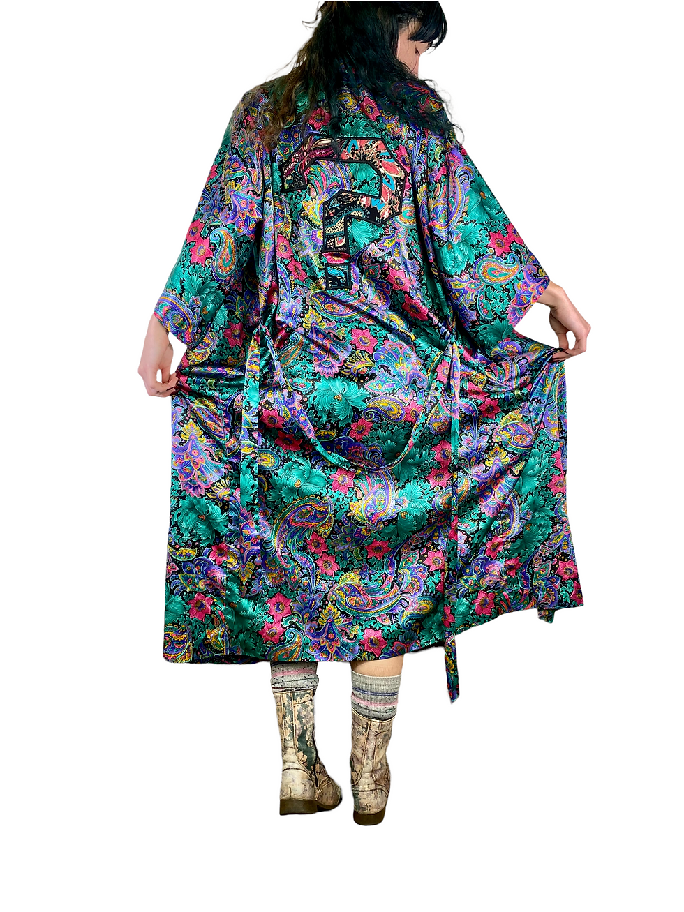 Thumbnail: OOAK Tipper Silky Paisley ? Robe - S/M/L