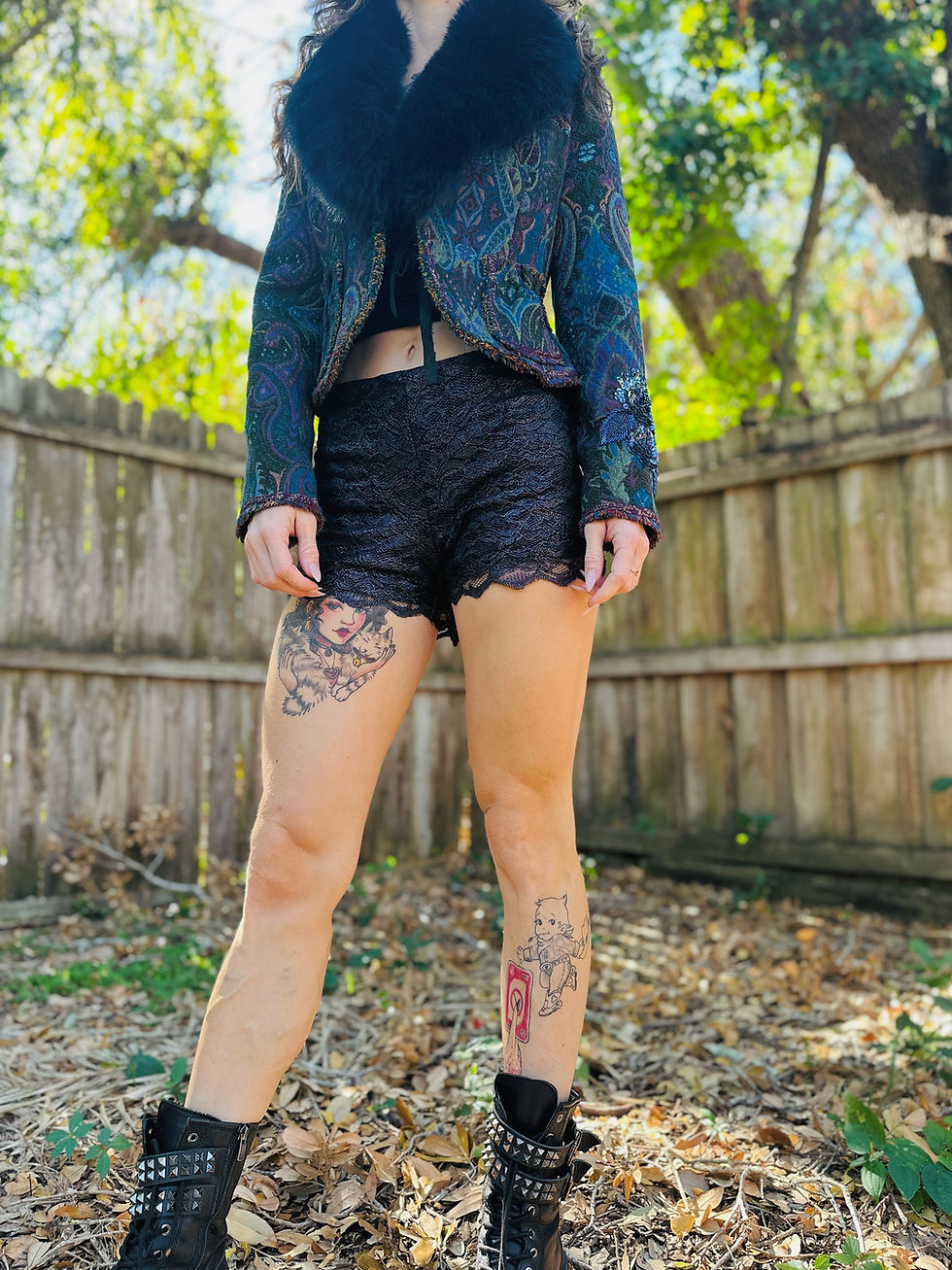 Thumbnail: OOAK Embellished Paisley Floof Jacket - XS/S