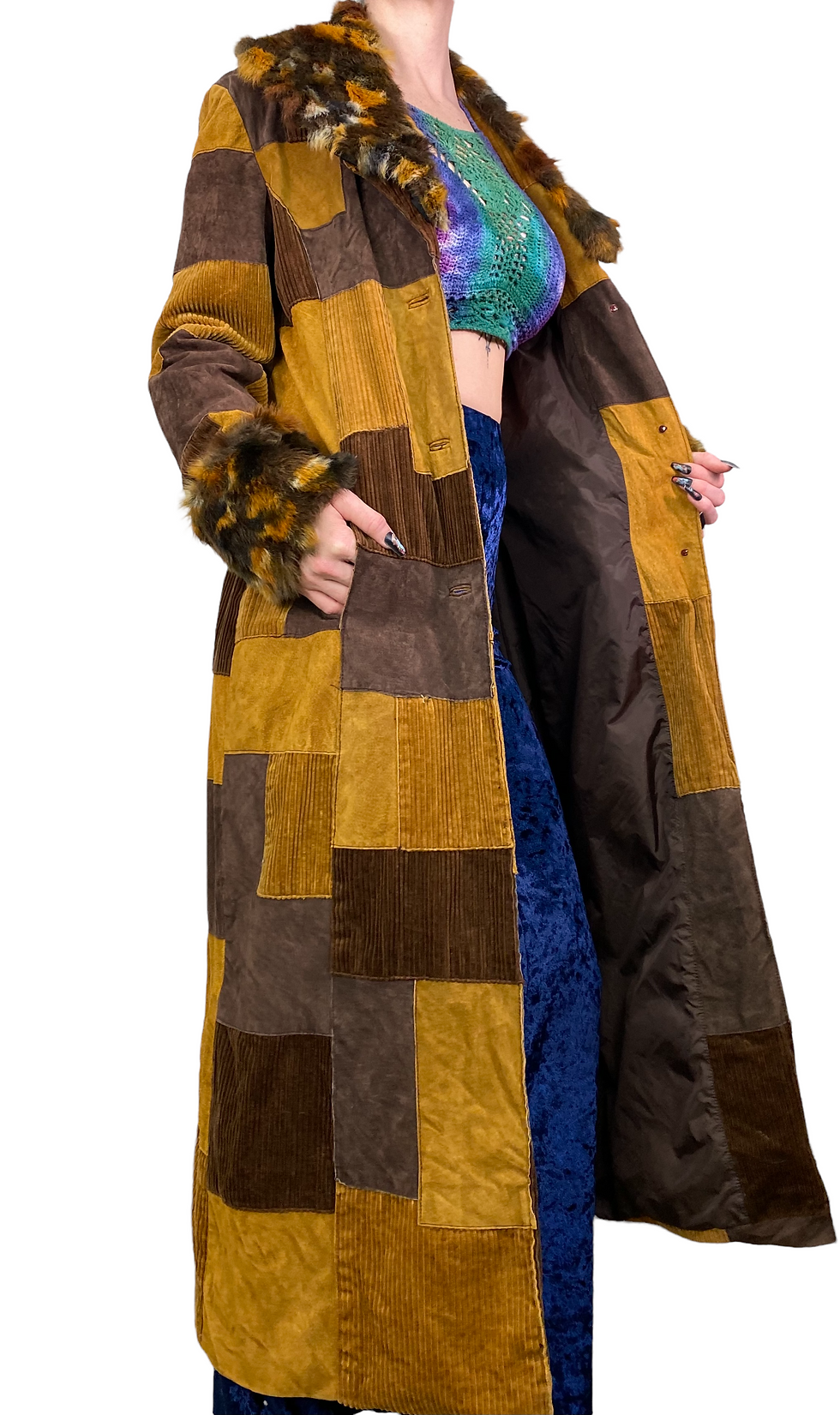 Thumbnail: OOAK Suede Patchwork Penny Lane Coat - M