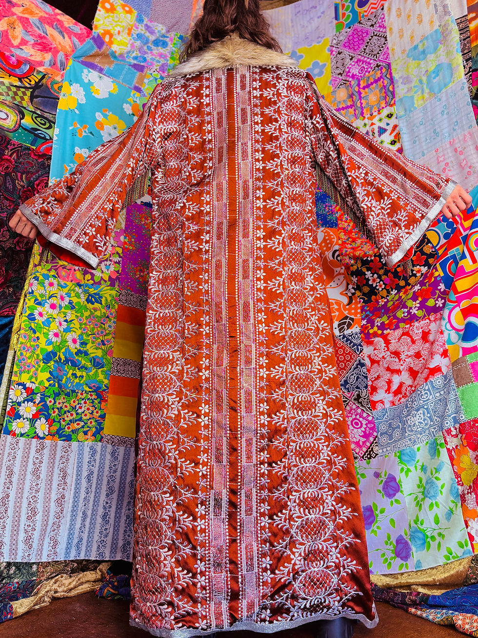 Thumbnail: OOAK 60s "The Beatles in India" Floof Robe - L