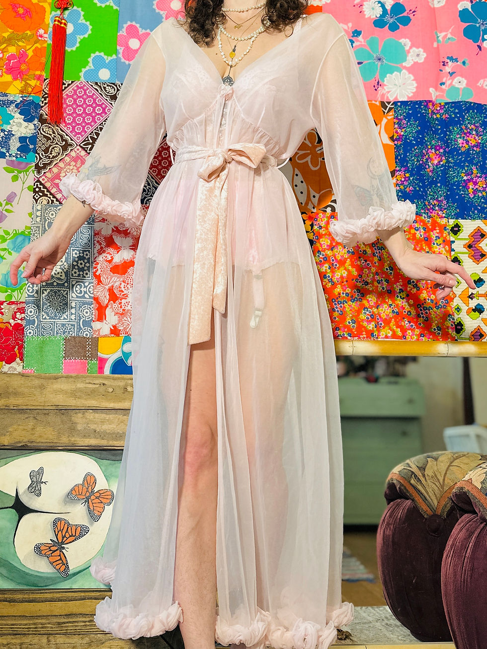 Thumbnail: 50s Old Hollywood-Style Dressing Robe - M/L