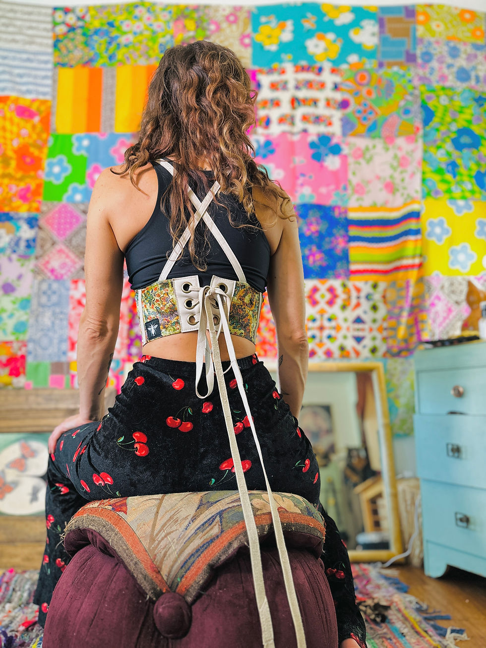 Thumbnail: RTO Velvet & Ethical Leather Corset Bustier