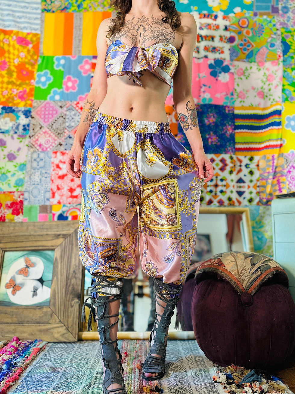 Thumbnail: OOAK Ornate Pastel Harem Pants w/Accessory - S/M/L