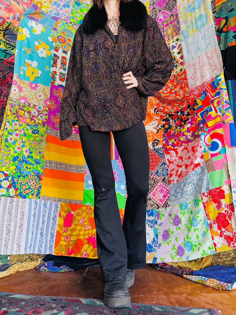 OOAK Wallpaper Zip-Up Floof Jacket - L/XL