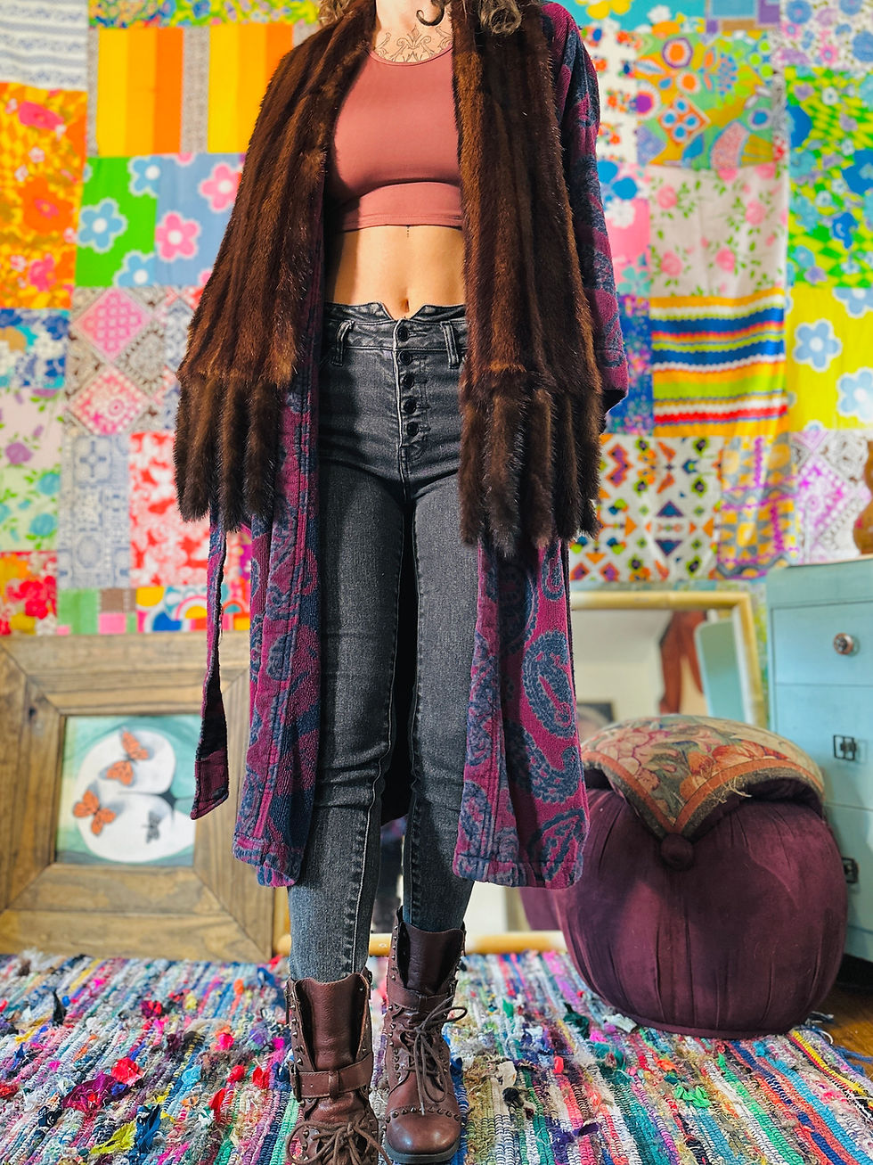 Thumbnail: OOAK Mink Tails Terry Robe - XL+