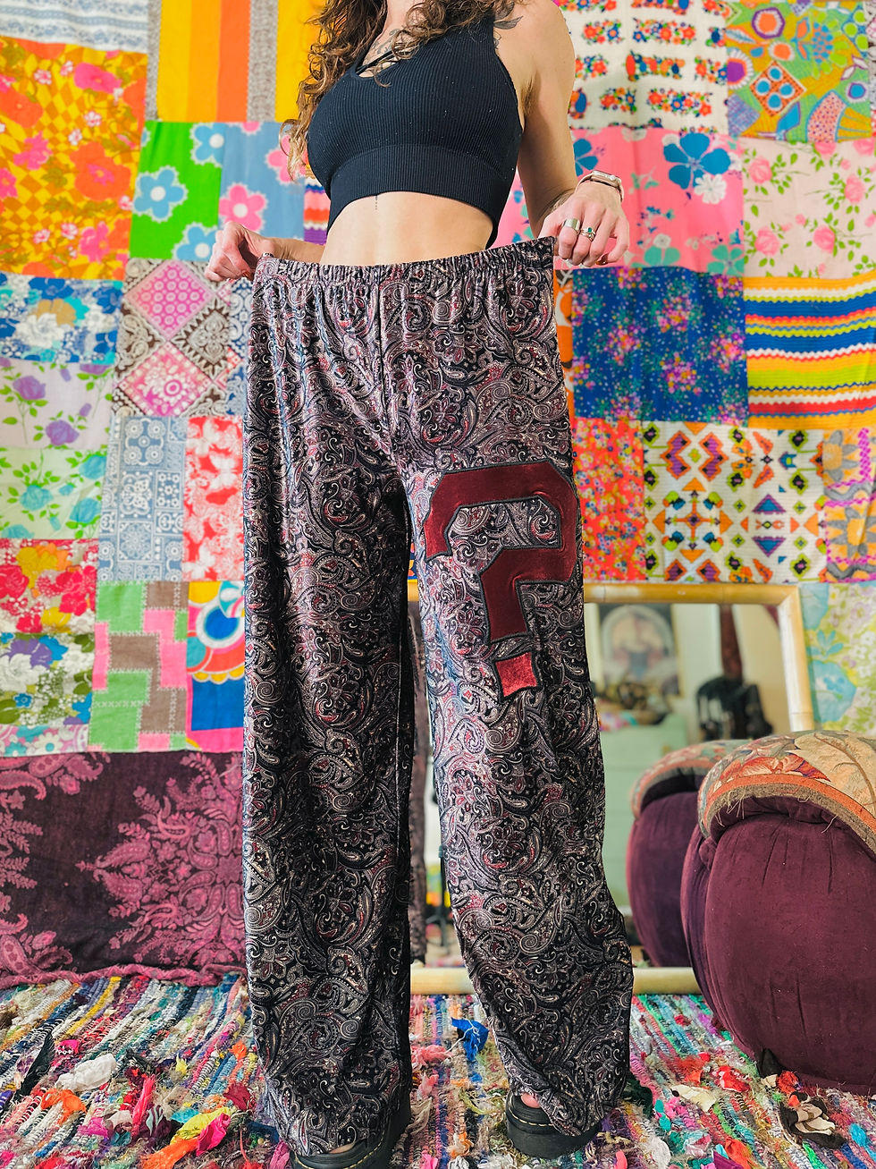 Thumbnail: OOAK Velvet Paisley Tipper ? Lounge Pants - M +/-