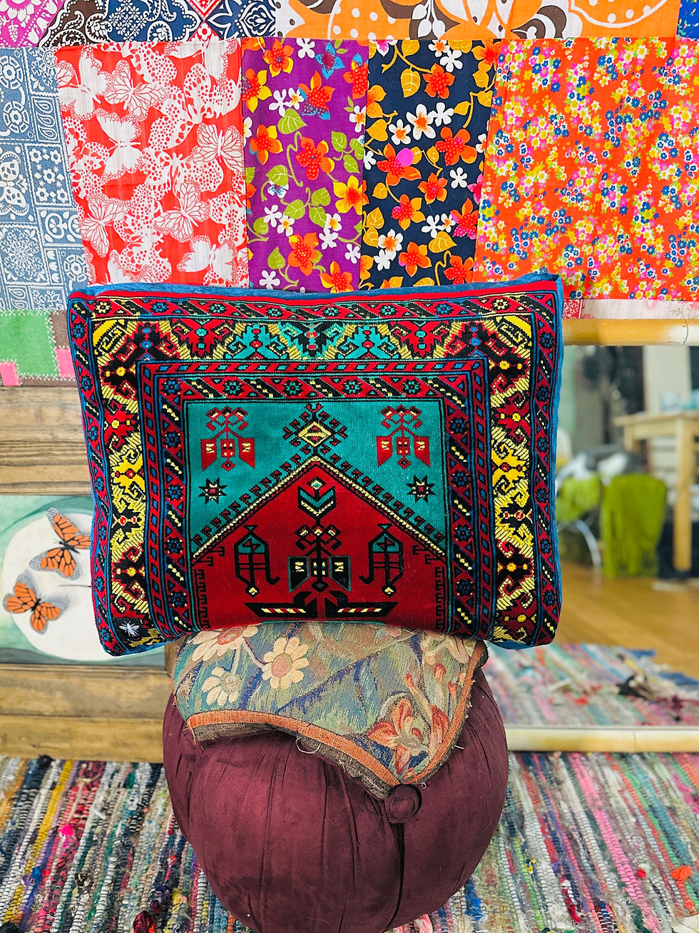 Thumbnail: OOAK Scrap-Stuft Tapestry Floor Pillow