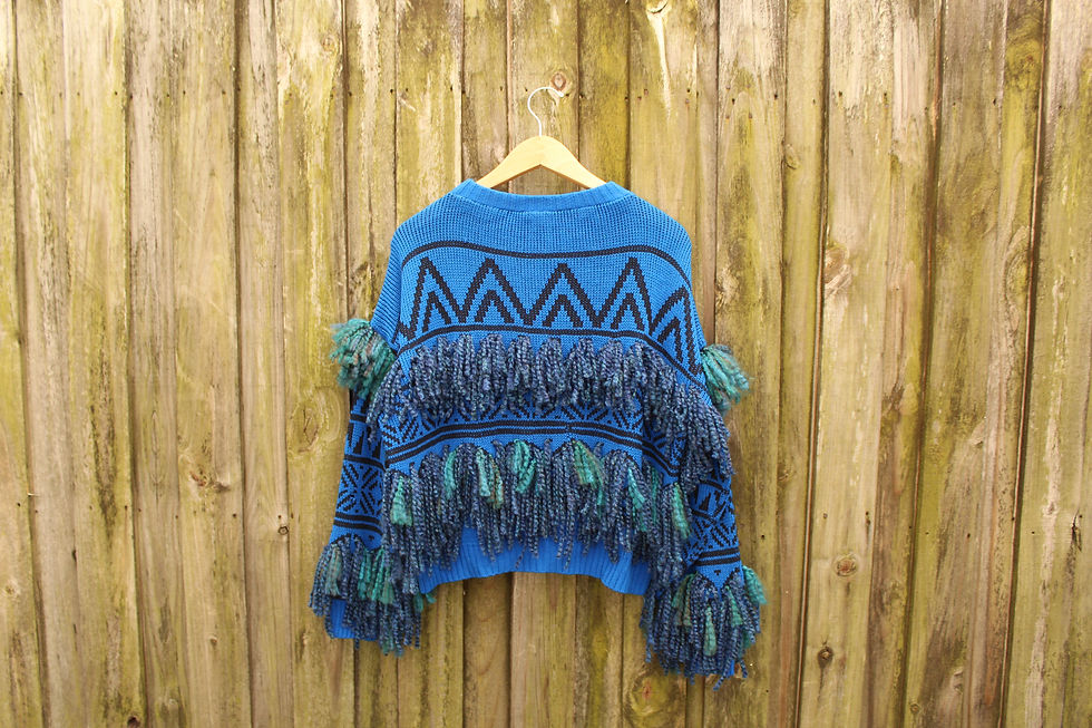 Thumbnail: Upcycled Shag 80s Geometric Sweater - S/M/L