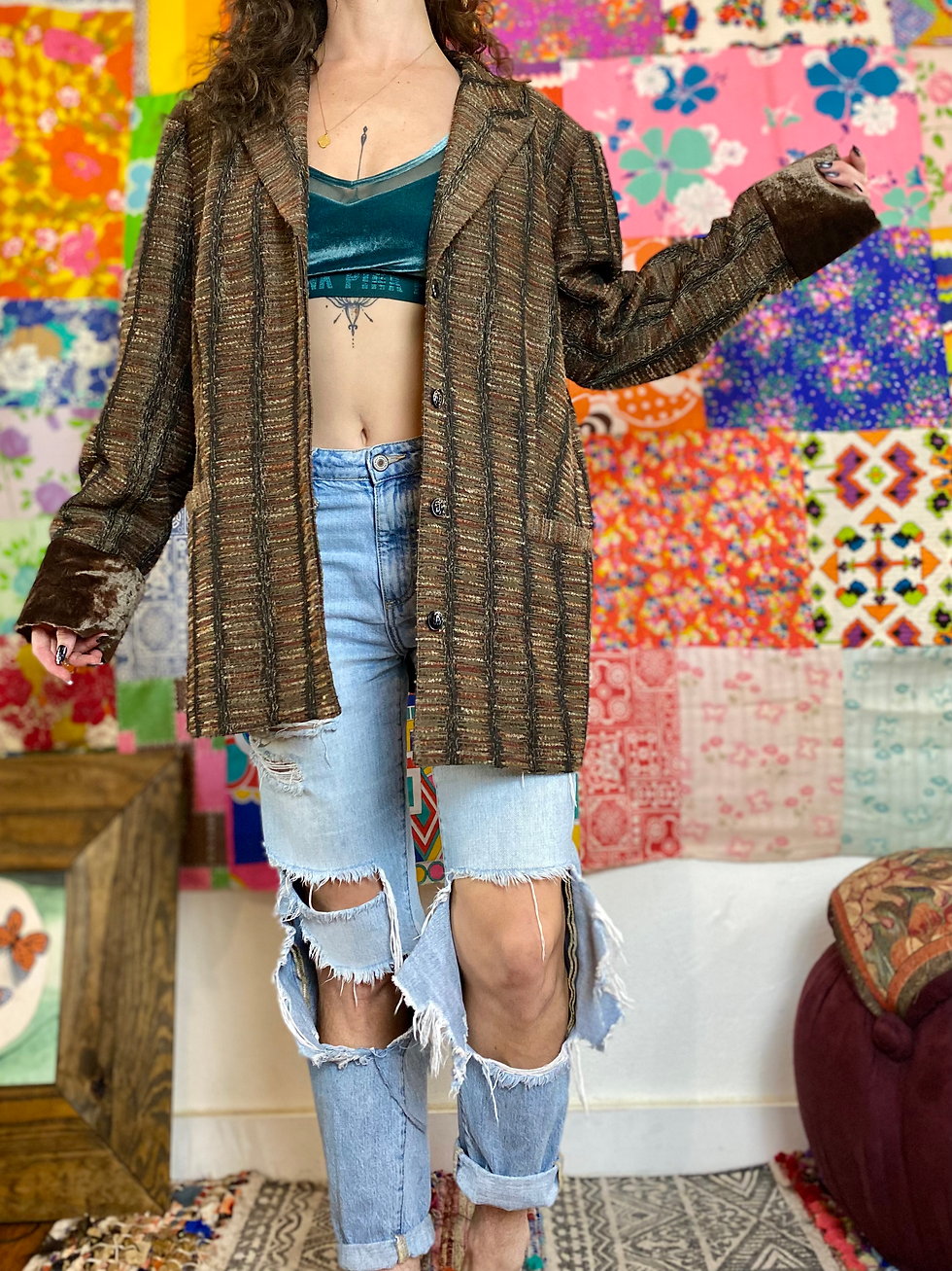 Thumbnail: OOAK Metallic & Velvet Sacred Blazer -
