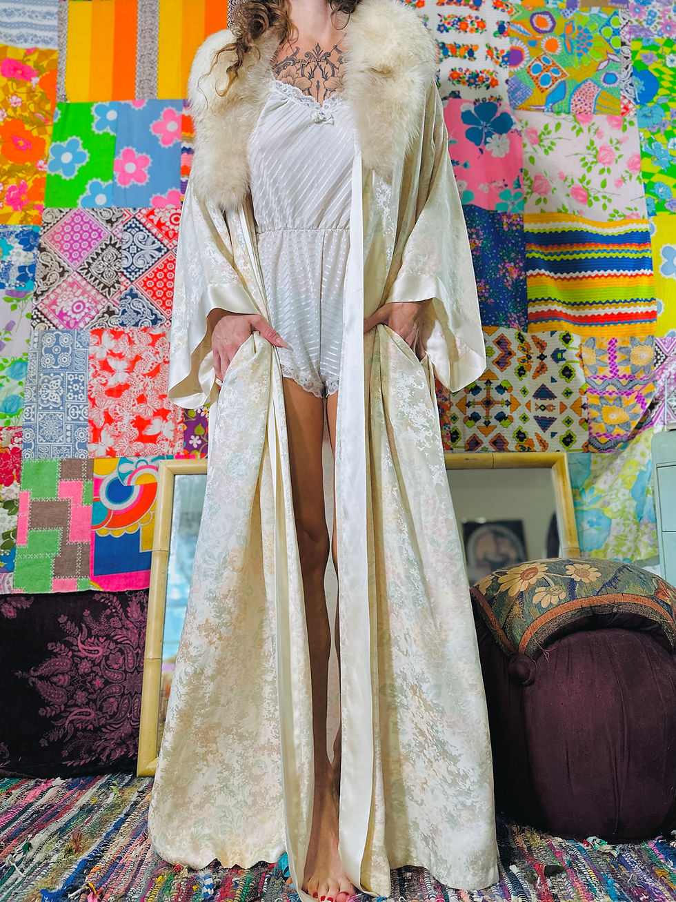 Thumbnail: OOAK Lord & Taylor Silk Kimono w/ Fur