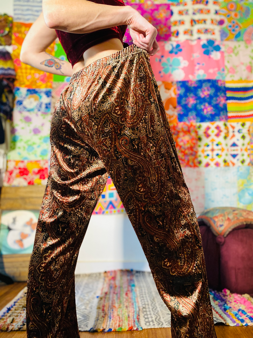 Thumbnail: OOAK Velvet Paisley Tipper ? Lounge Pants - L/XL