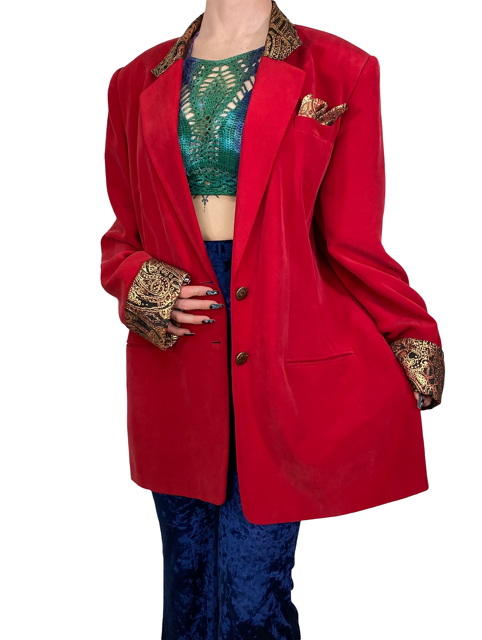 Thumbnail: OOAK Covered in Lobsters 🦞 Silk Blazer - L