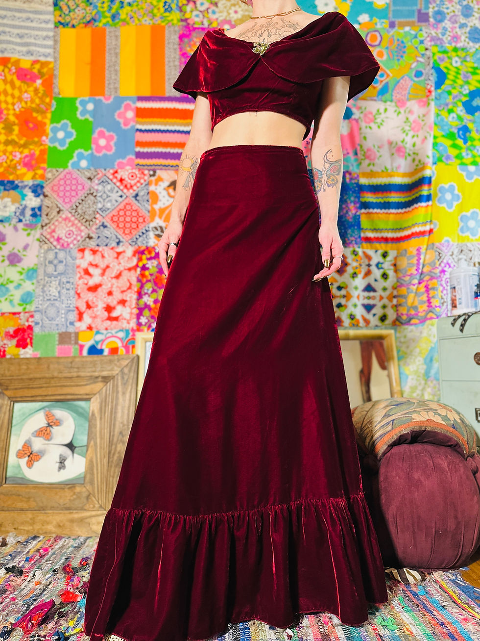 Thumbnail: OOAK Cropped Silk Velvet Gown - S