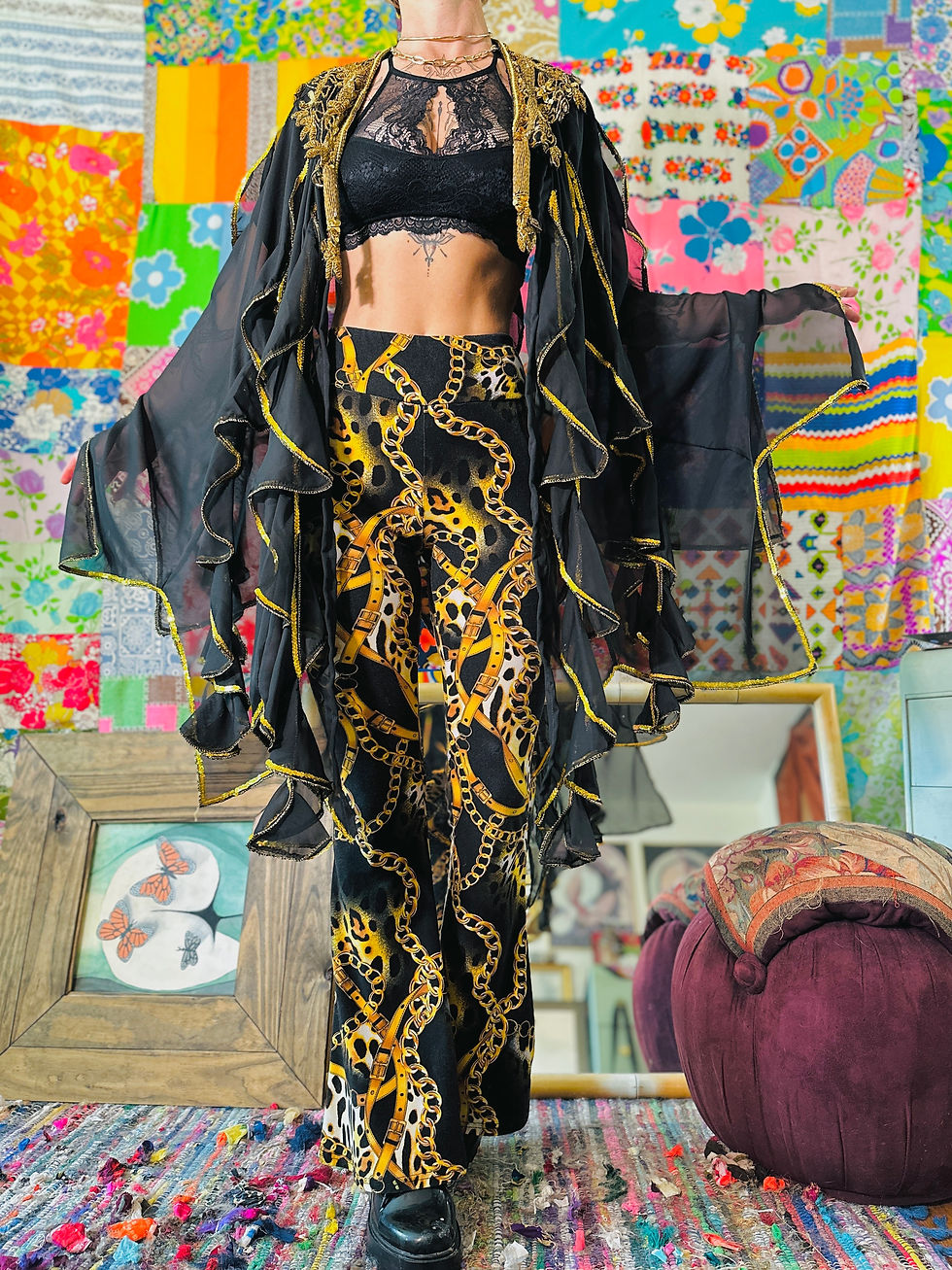 Thumbnail: OOAK Beaded & Sequin Sheer Cape - S/M/L