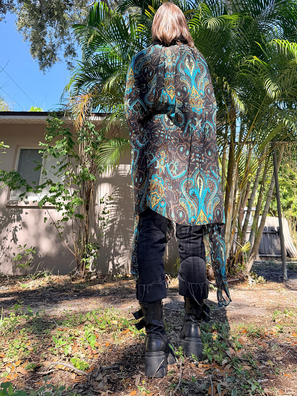 Thumbnail: OOAK Sheer Paisley Marabou Floof Cape - OSFM