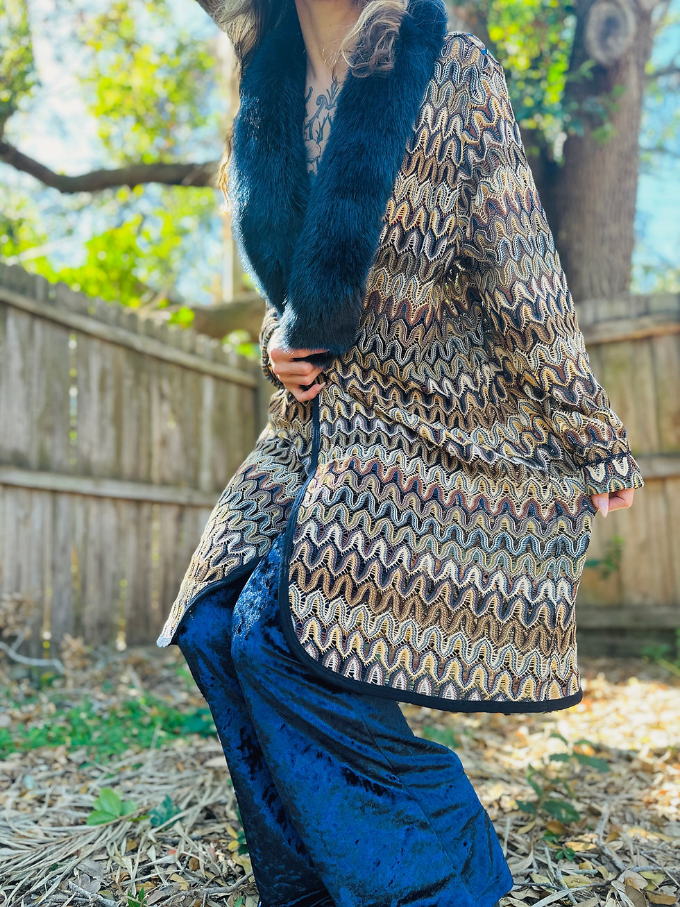 Thumbnail: OOAK Sheer Missoni-Style Floof Cardigan - L/XL+