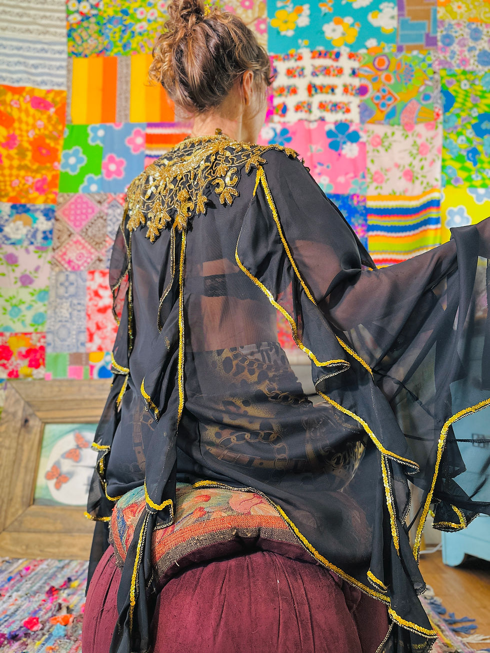 Thumbnail: OOAK Beaded & Sequin Sheer Cape - S/M/L