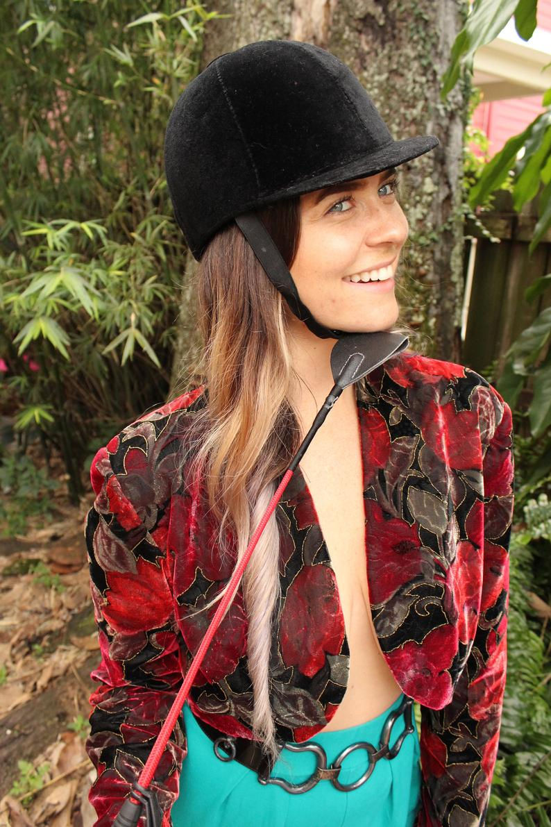Thumbnail: Black Velvet Vintage Riding Helmet