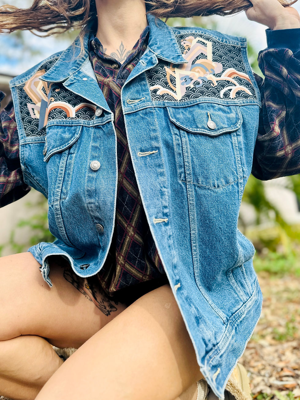 Thumbnail: OOAK Patchwork Denim Vest - L/XL