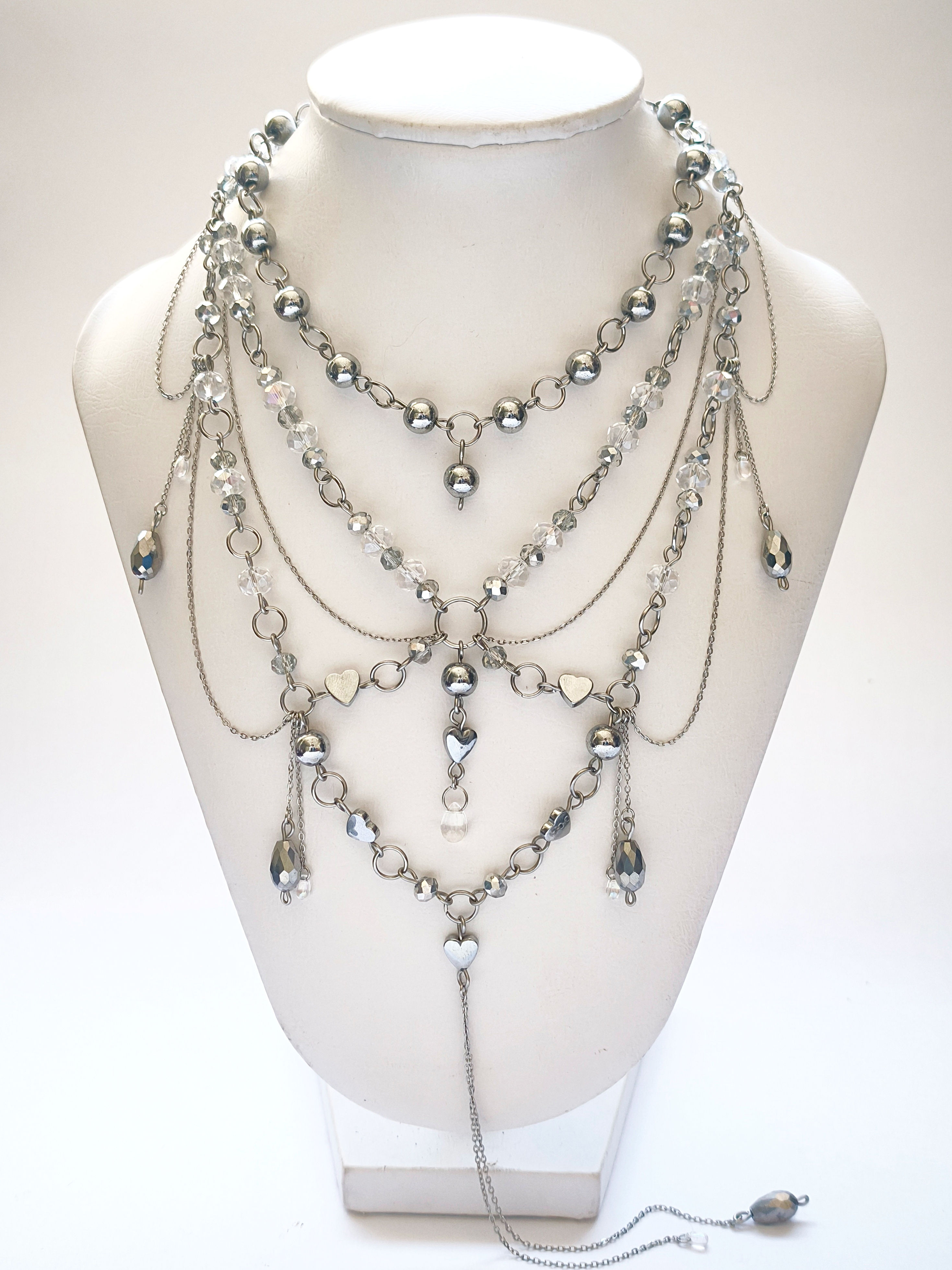 Colar/Choker Místico versão Coração 1 Prateado