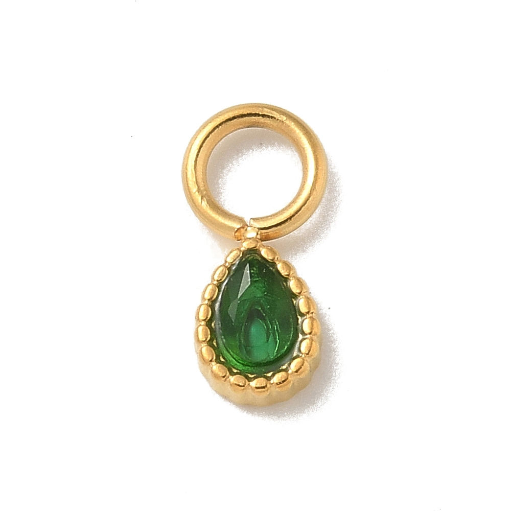 Pingente gota com pedra verde