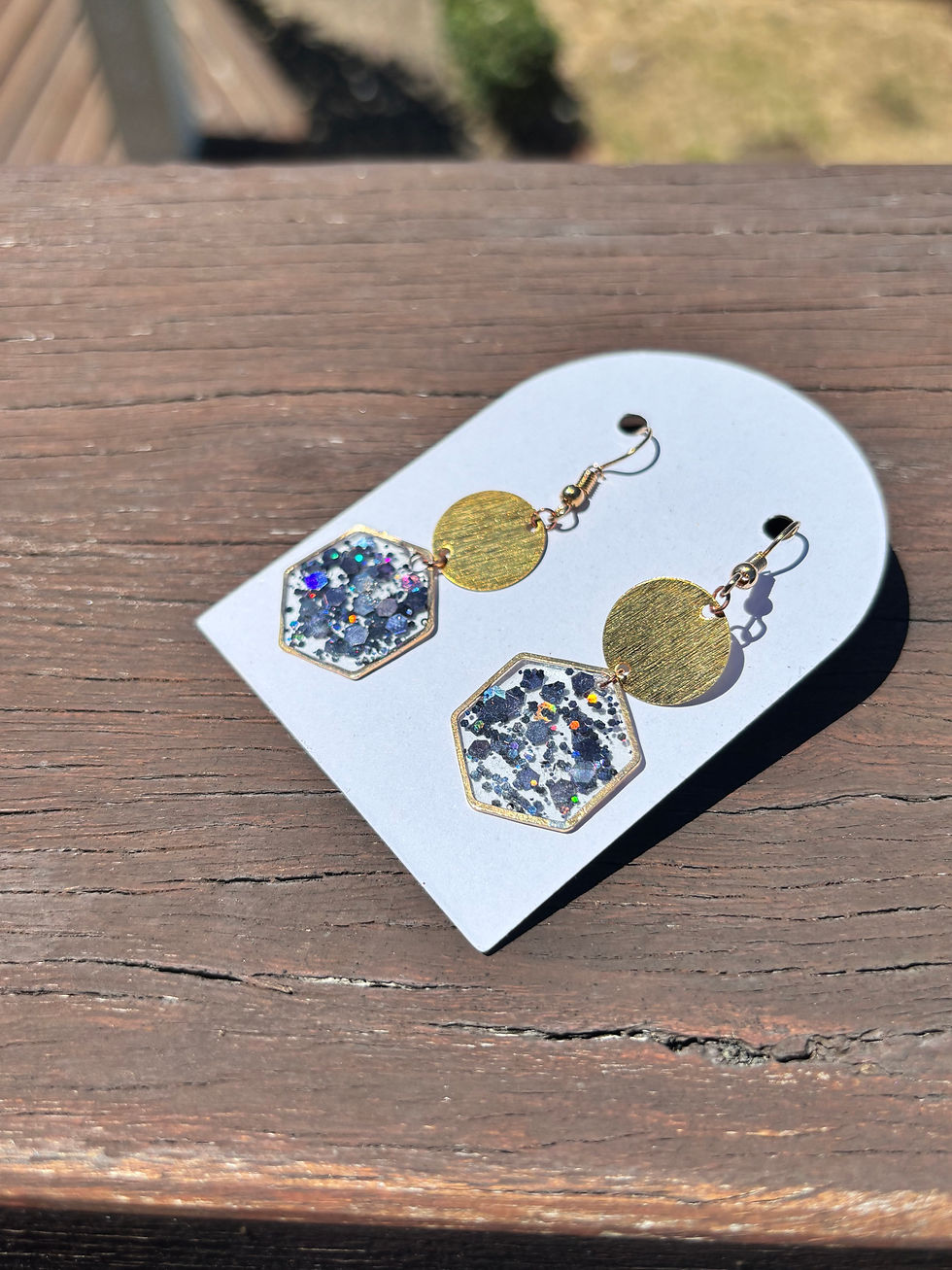 ✨ “Cosmic Noir” Hex Drop Earrings – Handmade Statement Jewellery ✨