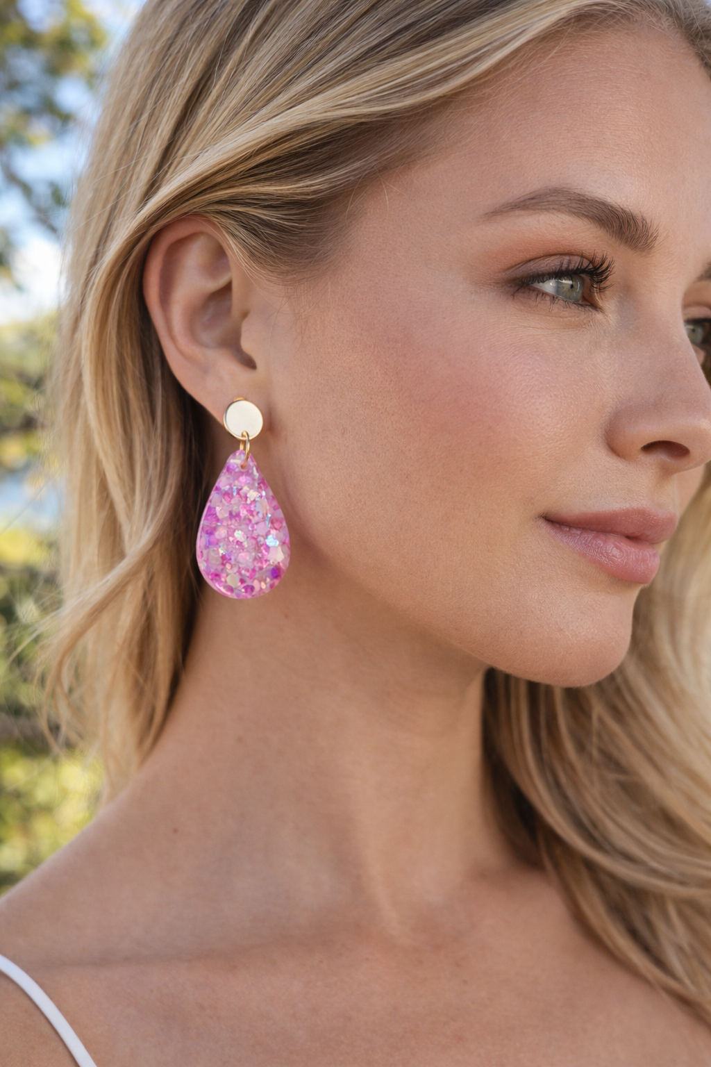 ✨ Pink Stardust Teardrop Earrings ✨