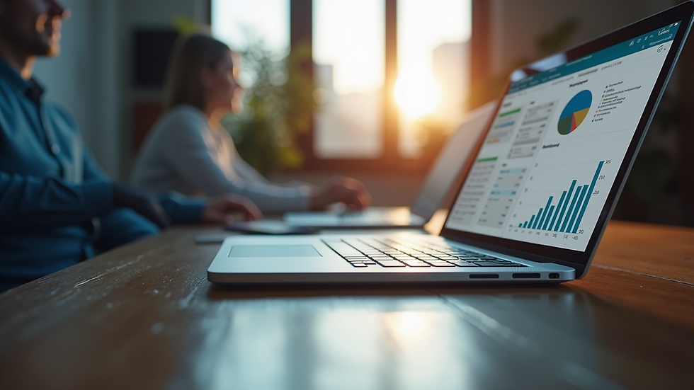 Eye-level view of a laptop displaying digital marketing analytics