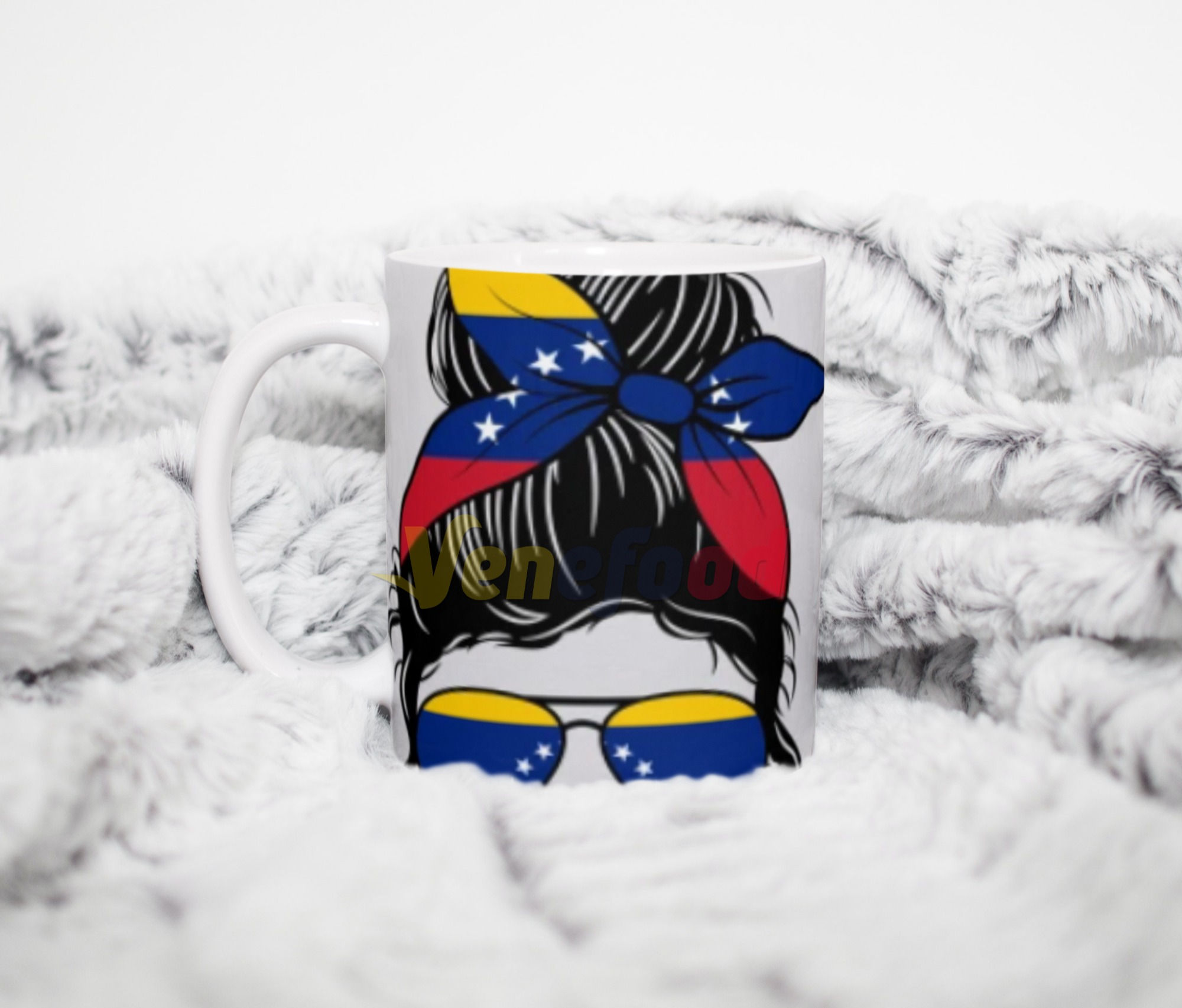 "Venezolana" White Ceramic Mug - 12 Oz