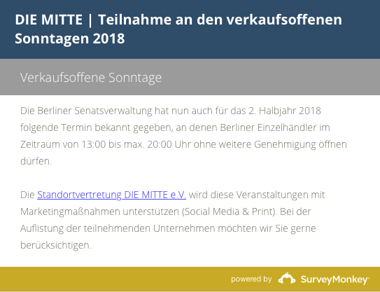 Formular zur Teilnahme an der Verkaufsoffenen Sonntagen