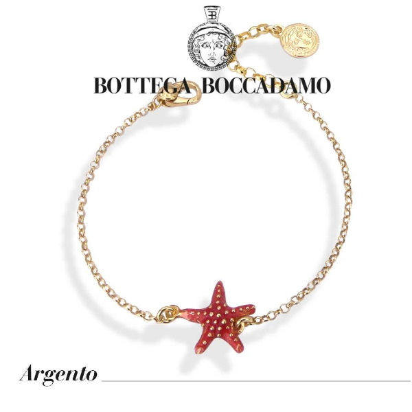 BOCCADAMO Bracciale placcato oro giallo con stella marina color corallo BBR076DA