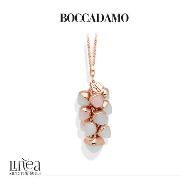 BOCCADAMO Collana lunga con cristalli color quarzo rosa e acquamarina XGR569RA