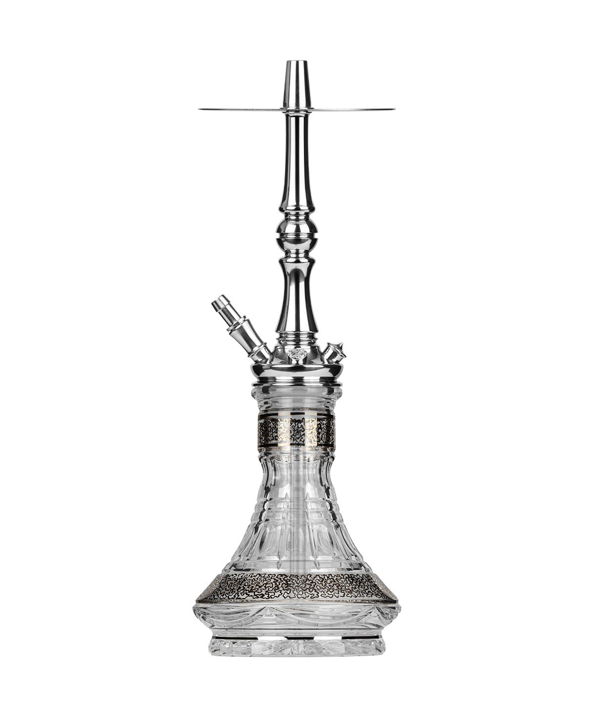 נרגילה גרמנית מסורתית טראדי דגם MOZE Tradi M Silver – Caesar Crystal Zayna