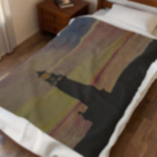 Lighthouse Sunset Velveteen Plush Blanket — Cozy Nautical Throw