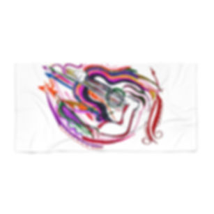Colorful Guitar Art Beach Towel — Vibrant Abstract Music Design